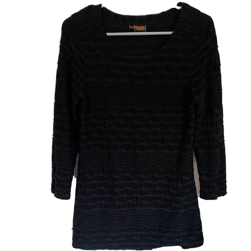 Tianello Top Tunic Tee Shirt Garment Dyed Art-to-Wear  Black XS Textured